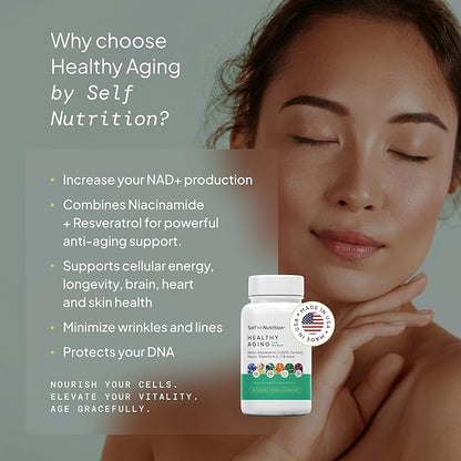 NAD+ Resveratrol Supplement for Women – Healthy Aging Formula with CoQ10, Biotin, Turmeric & Vitamins A, C, E – Supports Energy, Skin & Longevity – 60 Capsules. Made in USA.