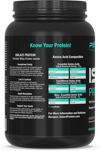 PEScience Isolate Whey Protein Powder, Gourmet Chocolate, 27 Servings, 100% Whey Protein Isolate, Low Carb, Fast Absorbing Post Workout Shake for Men and Women