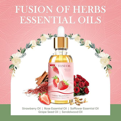 Feminine Wash & Yoni Oil & Yoni Soap Set for Women, Yoni Wash for Ph Balance Remove Odor Moisturizing, 1 Fl.Oz Essential Oil & 5.07 Fl.Oz Strawberry Body Wash 5.29 Oz Yoni Soap Bar
