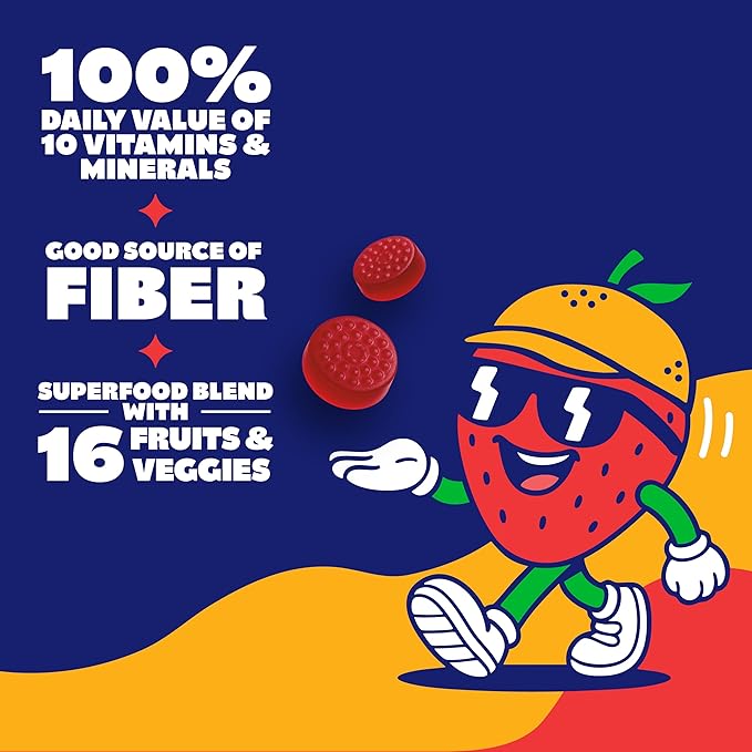 Citra-Berry Superfood Gummies for Kids – Kids Multivitamin Gummies with 16 Fruits & Vegetables, Fiber, Zinc & Iodine – Immune & Wellness Support, Fun and Great Tasting