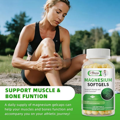 Magnesium Glycinate 500mg Softgels Supplement, Small Easy to Swallow Magnesium Gelcaps High Absorption for Night Leg&Sleep Support, Muscle&Bone, Calm, Non GMO, 120 Gelcaps, 60 Day Supply