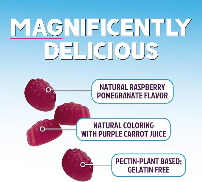 Magnesium Citrate Gummy - High Absorption Magnesium Gummies for Adults & Kids - Enhanced Bioavailability Form Mag Citrate Supplement - Improved Vegan Formula - Delicious Raspberry Flavor - 60 Gummies