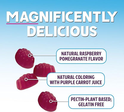 Magnesium Citrate Gummy - High Absorption Magnesium Gummies for Adults & Kids - Enhanced Bioavailability Form Mag Citrate Supplement - Improved Vegan Formula - Delicious Raspberry Flavor - 60 Gummies