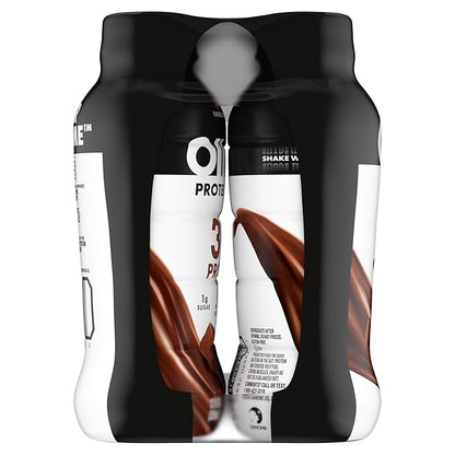 Oikos Protein Shake, Chocolate, 30g High Protein Drinks, Shelf Stable, Ready to Drink, 5g Prebiotic Fiber, 12 fl oz Bottle, 4 Count