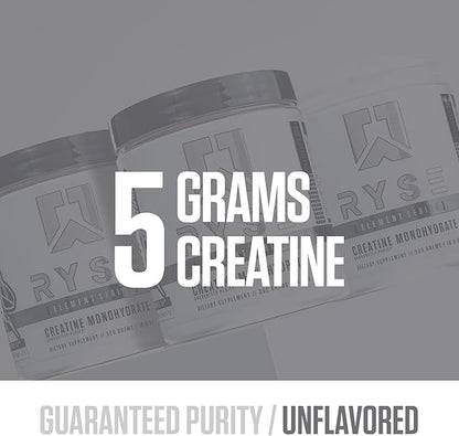 RYSE Creatine Monohydrate Powder - Unflavored - Supports Men & Women Lean Muscle Growth, Strength, Power, and Endurance - Helps Reduce Fatigue and Improve Workout Recovery - 60 Servings