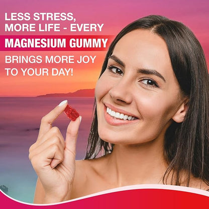 Magnesium Oxide Gummies 400mg for Adults & Kids – High Absorption Stress Relief, Muscle Relaxation – Vegan, Non-GMO, Raspberry Flavor – 120 Count