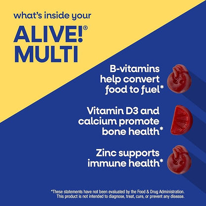 Nature’s Way Alive! Men’s Multivitamin Gummies, Daily Gummy Vitamin for Men, Supports Cellular Energy Metabolism, Immune Health, Muscle Function*, With Vitamins A, C, D3, Zinc, Vegetarian, 150 Count