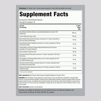 Piping Rock Menopause Ease Supplement | 100 Capsules | Advanced Support for Women | with Black Cohosh and Wild Yam | Non-GMO, Gluten Free