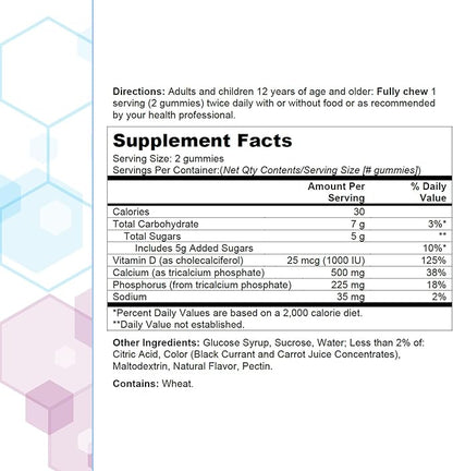CITRACAL Calcium Gummies, Calcium Supplement with Vitamin D3, Support Bone Health, for Ages 12+, Natural Raspberry Flavor, 60 Count (Pack of 2)