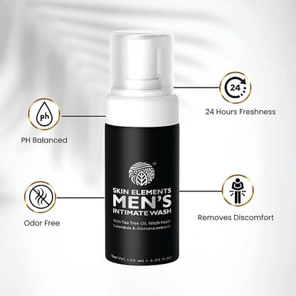 Skin Elements Men's Intimate Wash JUMBO Pack | with Refill | For 180 Days | 14.2 fl. oz | pH Balanced Hygiene Foaming Wash | Controls Bad Odor | Tea Tree Oil | Super Saver Pack |