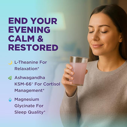 Keto Vitals Calm Magnesium Powder Packets Plus Electrolytes - Calming Drink Mix for Sleep - Natural Magnesium Glycinate Supplement with Ashwagandha KSM 66, L Theanine & Vitamin D - 30 Servings