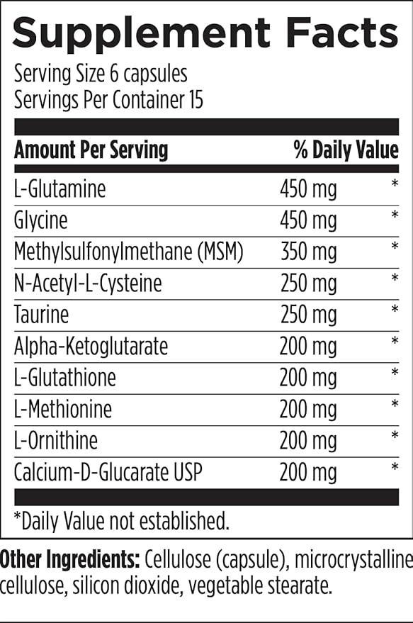 Designs for Health Amino-D-Tox - Amino Acid Detox + Liver Cleanse Support - Supplement Blend with Glycine, Calcium D Glucarate, NAC + More - Non-GMO (90 Capsules)