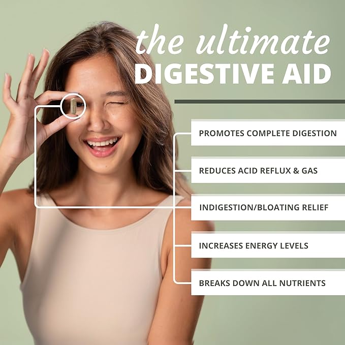 Optimal Health Systems Digest-A-Meal | Gut Health Enzyme & Probiotic | Bloating, Acid Reflux, & Indigestion Relief + Aloe Vera Leaf | Digestion Supplement | 90 Capsules