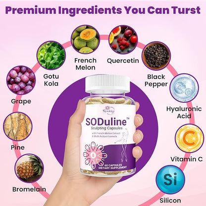 Anti Cellulite Supplement, SODuline™ Sculpting Capsules with French Melon SOD & Phyto Beadlets, Cellulite Reduces, Cellulite Remover for Legs, Skin Smoothing & Thighs, Collagen Supplements, 60 Caps