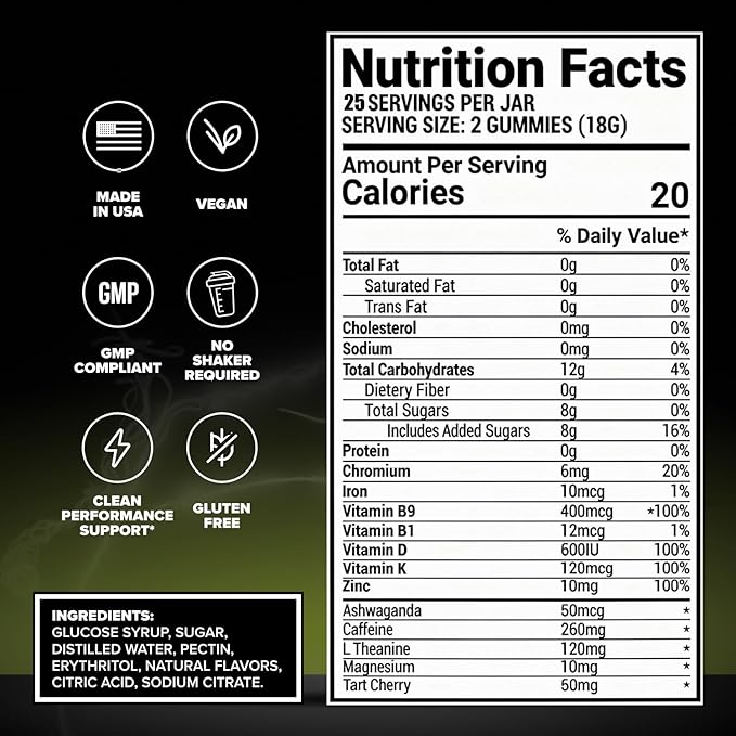 Bounce Pro Shred Blend Pre Workout Gummies – Raspberry Peach – 50 Vegan Gummies with Caffeine, Ashwagandha & L-Theanine for Energy, Focus & Endurance (50 Count (Pack of 1), Raspberry Peach)