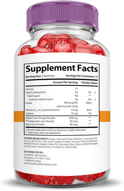 Justified Laboratories Rapid Ripped Keto ACV Gummies Advanced Formula 1000MG Rapidripped Keto Gummies Apple Cider Vinegar Formulated with Pomegranate Beet Juice Powder B12 Vegan Non GMO 300 Gummys