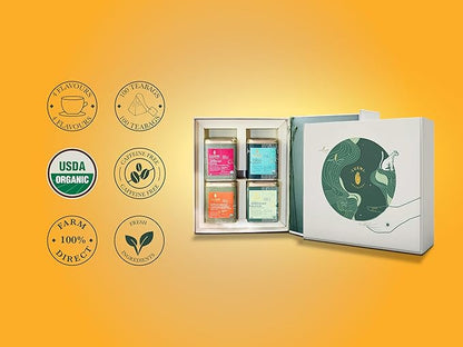 Luxmi Estates - Tea Set - Energy and Balance - 4 Packs with Organic Green, Jasmine, Ashwagandha and Hibiscus Rose Tea
