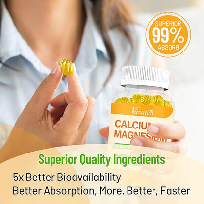 Calcium Magnesium Zinc Gummies with Vitamin D3 and K2, High Absorption Magnesium Glycinate Potassium for Immune and Calm Mood, Vegan Mango and Pineapple Flavor 120 Gummies