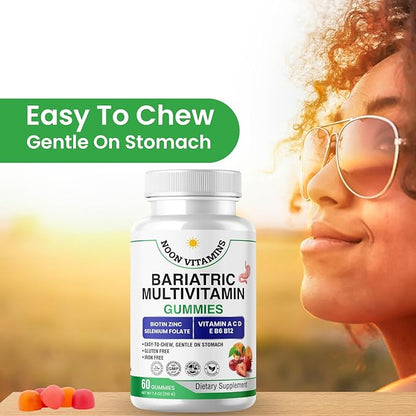 Bariatric Multivitamin Gummies | High Potency Iron Free with Methylated B12 & Folate | Daily Nutritional Support for Bariatric Lifestyle | Women & Men | 60 Gummies (30-Day Supply) | Halal Certified