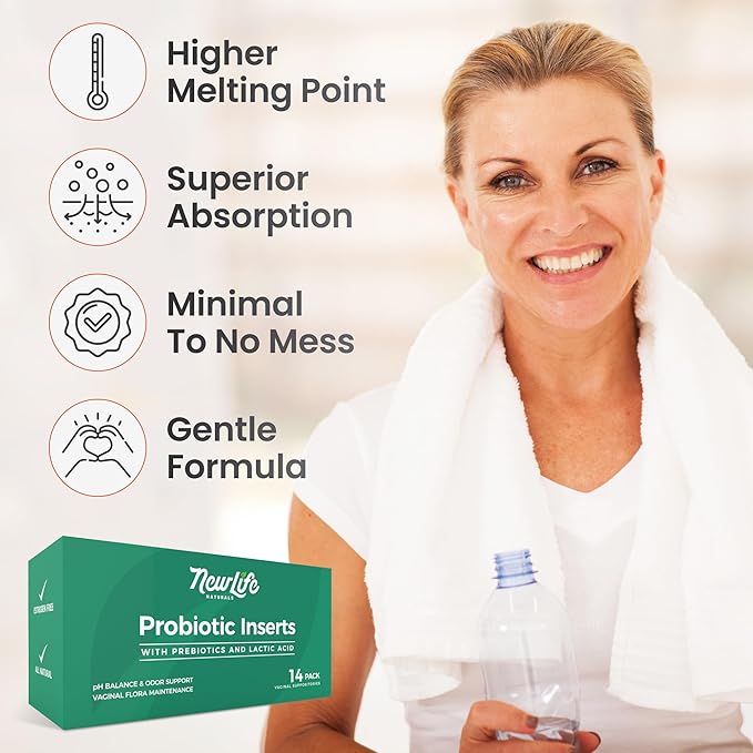 NewLife Naturals Vaginal Probiotic Suppositories 2 Billion CFU – Feminine pH Balance & Odor Support – Bacillus Coagulans + Prebiotic + Lactic Acid – Non GMO All Natural - 30 Day + Supply (14 Inserts)