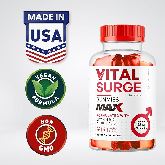 Vital Surge - Vital Surge for Men Gummies, Vital Vita Surge Max Maximum Strength 1050 MG, VitalSurge Supplement Support Gummy Advanced Formula, Premium Vitamin Gomitas (60 Gummies)