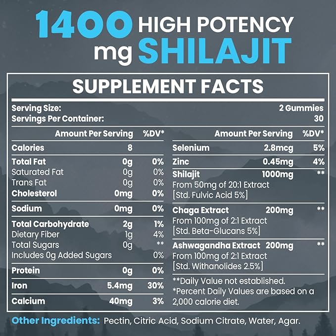 84,000 MG Organic Shilajit Gummies with 85+ Trace Minerals, Fulvic Acid, Shilajit for Men & Women, Energy & Immune Support, High Potency Gold Grade, Sugar-Free, Vegan, 100% Natural 120 Gummies
