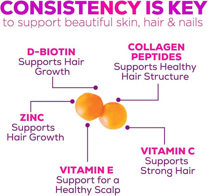 Collagen Gummies - 2500mcg Biotin Per Serving - Complete Collagen Supplement with Hydrolyzed Peptides Type I & III, Biotin, Zinc, & Vitamin C - Hair, Skin, & Nail Support Women & Men - 60 Gummies