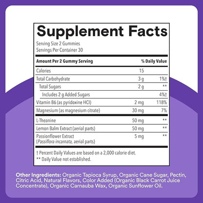 SmartyPants Kids Sleep Gummies Supplement Zero Melatonin: L Theanine, Lemon Balm & Magnesium, Sleep Aid, Strawberry Flavor, 60 Count