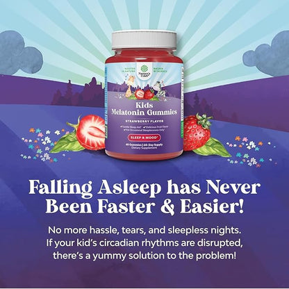 Natures Craft Melatonin Gummies for Kids Sleep Support - Hassle-Free Kids Melatonin Gummies for Mood Support - Delicious and Tummy Friendly Gummy 1 Mg Little Ones - 60 Count