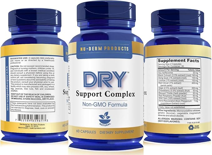 Nuderm DRY HYPERHIDROSIS TREATMENT pills stop sweating, sweaty hands Sweaty Feet Night Sweats Sweaty Underarms Naturally Proven Antiperspirant Vitamins treats Hyperhidrosis