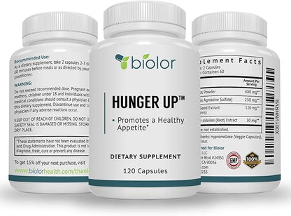 Biolor HungerUp™ - Appetite Stimulant (with No Artificial Fillers) - Effective Weight Gain Pills with Fenugreek Extract to Increase Appetite and Gain Weight