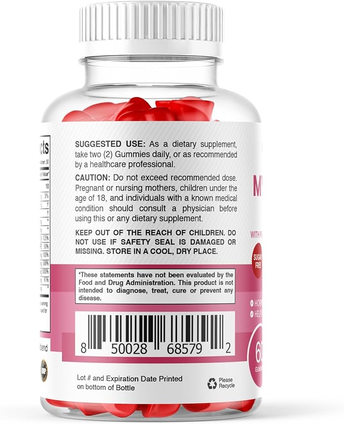 healblend Myo & D-Chiro Inositol Gummies - PCOS Support for Women, Hormone Balance, Fertility & Ovulation - with Methylfolate, Vitamin D3, Zinc, Evening Primrose - Strawberry, Sugar-Free, 60ct (1)