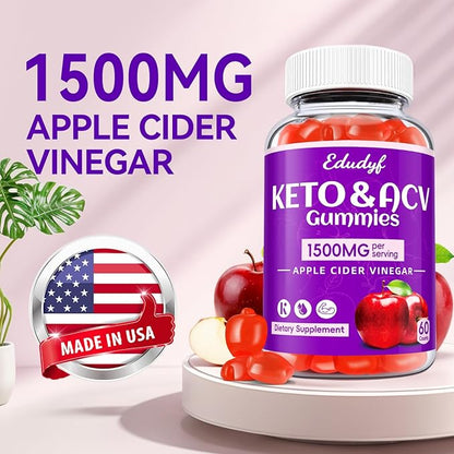 Keto Acv Gummies,Organic Apple Cider Vinegar Gummies,Keto Gummies,Gut Health for Women,Probiotics for Digestive Health,Metabolism,GMO Free & Vegan - 120 Count