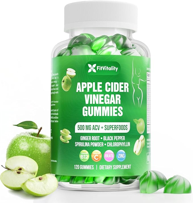 120 Premium Apple Cider Vinegar (ACV) Gummies, Formulated with Vitamin B12, Zinc, Ginger & Vitamin C,120 | Vegan - Gluten Free - Non GMO