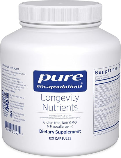 Pure Encapsulations Longevity Nutrients | Multivitamin/Mineral Complex to Support Healthy Aging, Brain Function, Eyes, Bones, and Vascular Health* | 120 Capsules