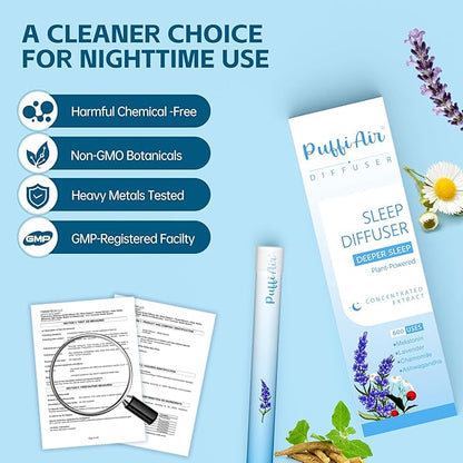 Herbal Diffuser Pen, Sleep Diffuser with Melatonin, Lavender, Ashwagandha & Chamomile for Sleep Support, All Natural Swap - Up to 600 Uses (Varies by Usage), 1 Diffuser, 1 Pack