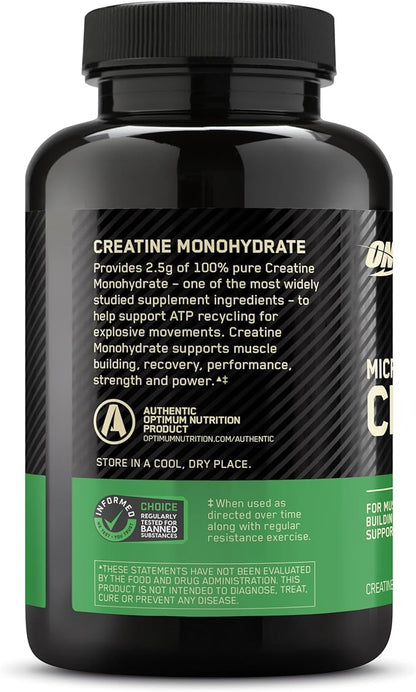 Optimum Nutrition Micronized Creatine Monohydrate Capsules, Keto Friendly, 2500mg, 100 Capsules