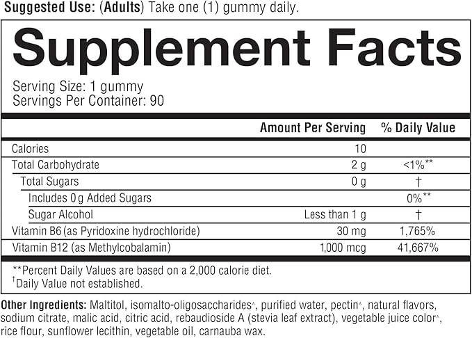 Youtheory B12B6 Zero Sugar Gummy 90ct