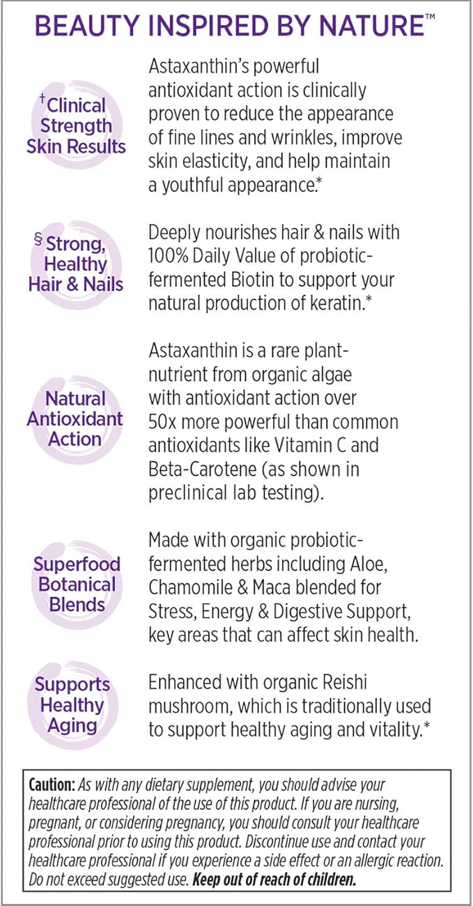 New Chapter Hair Skin & Nails Vitamins with Fermented Biotin+astaxanthin Vegetarian Capsule, 30 Count (Pack of 1)