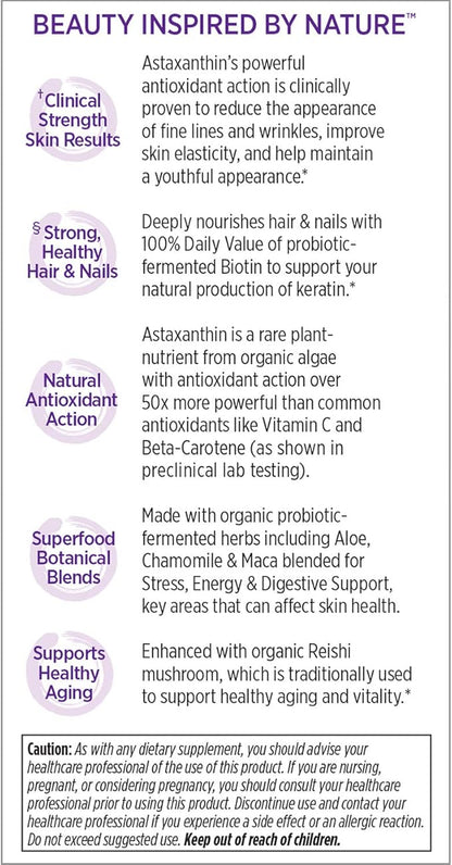 New Chapter Hair Skin & Nails Vitamins with Fermented Biotin+astaxanthin Vegetarian Capsule, 30 Count (Pack of 1)