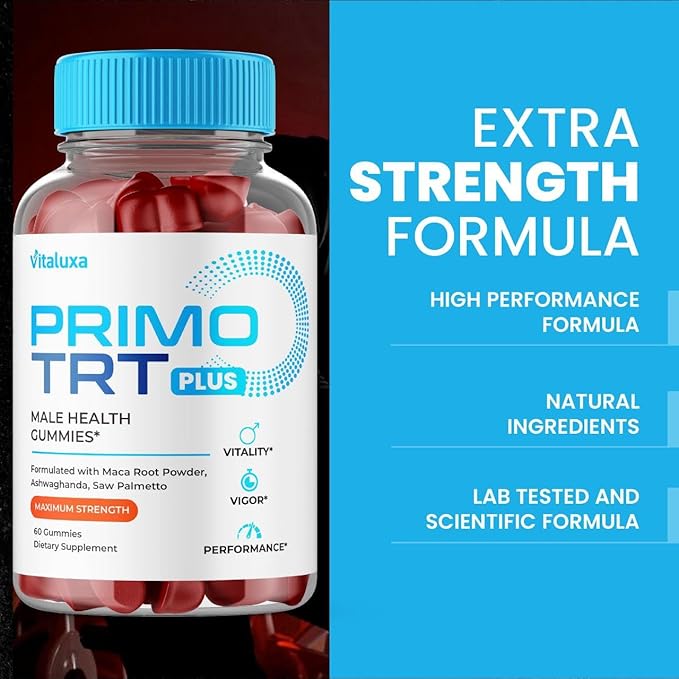 (2 Pack) Primo TRT Gummies, Primo TRT Advanced Performance Blend Supplement, PrimoTRT Try Prime Gomitas Maximum Strength for Males Support for Overall Health Wellness All Natural Ingredients (120 Ct)