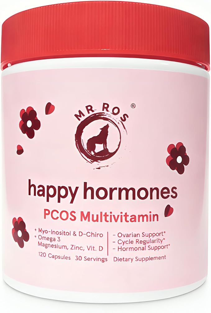 PCOS Multivitamin for Women – Happy Hormones Formula – Myo & D-Chiro Inositol 40:1, Omega-3, Vitamin D3, Zinc & Magnesium – 120 Vegan Capsules