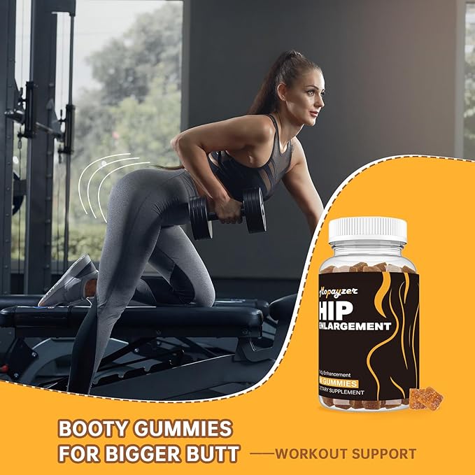 Booty Gummies for Big Butt and Hips, Bigger Butt Gummies for Natural Curves, 2 PCS Bum Support Gummy Booty Curvy Body, Berry Flavored Women Support Supplement, Boost Glute Growth, Fenugreek, 60 Count.