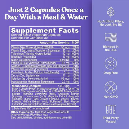 Staying Cool Menopause Supplements for Women – Hormonal Hot Flash Relief, Weight Support, & Night Sweats – Vitex Chaste Tree & Black Cohosh – 60 Vegetarian Soft Capsules