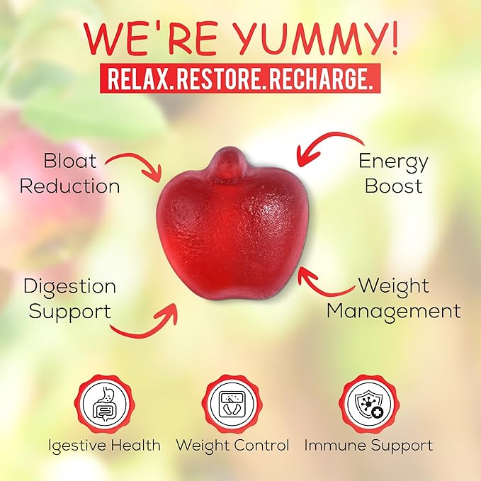 Apple Cider Vinegar Gummies with Vitamins - Delicious Apple Flavor for Women's Health, Metabolism Support & Digestive Wellness, 1000mg ACV with B12, B6, Folic Acid, 120 Vegan Gummies