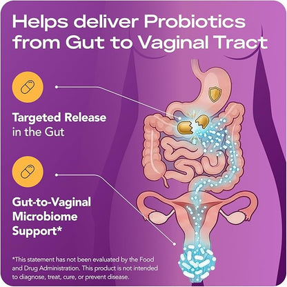 Complete Vaginal Probiotics for Women - w/Added Cranberry, D-mannose to Promote Urinary Tract, Bladder, Gut & Vaginal Health - pH Balance for Women - Support UTI, BV, YI - 60 Vegan Capsules