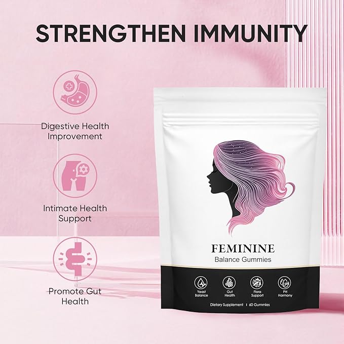 Nuora Feminine Balance Gummies for Women, PH Balance, Healthy Odor, Flora and Immune Support, Vaginal Health Support, Vegan Hawaiian Pineapple, 60 Count (1)