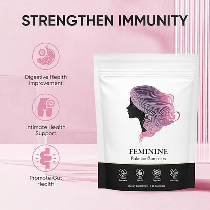 Nuora Feminine Balance Gummies for Women, PH Balance, Healthy Odor, Flora and Immune Support, Vaginal Health Support, Vegan Hawaiian Pineapple, 60 Count (1)