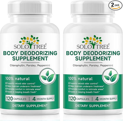 2Pack Chlorophyll Capsules | Internal Body Deodorant Supplement for Men & Women | Natural Odor Control for for Body Odor, Fresh Breath,Immune Support,Vegan(120 Caps)