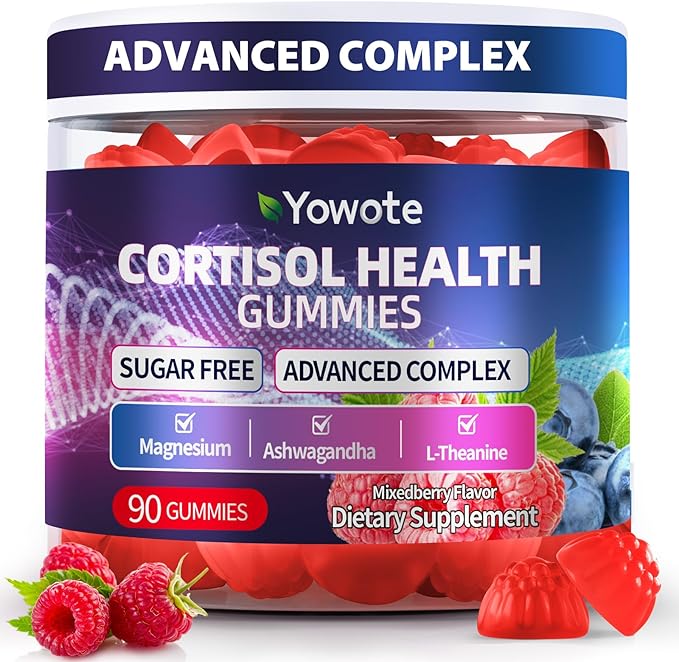 Cortisol Support Supplements for Men and Women, Cortisol Balance with Magnesium, Ashwagandha, L-theanine, Phosphatidylserine (90 Count, mixedberry)